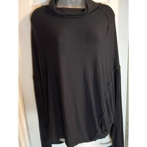 Free People We The Free Pullover Sweater Black Dolman Sleeve Reversed Seam Sz L